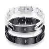 Bracelet Sainte Bible Croix Hommes Bracelet Noir En Acier Inoxydable Montre Bracelet Argent Placage Bijoux Cadeau Pour Women301S