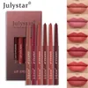 Läpppennor 6st Lipstick Pencil Set Watertproof Non-Smuding Lipstick Pencil Matte Lip Gloss Rotating Lip Liner Set Women Beauty Makeup 231031