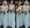 2023 Custom Made Simple Chiffon Bridesmaid Dresses Floor Length Spaghetti Straps Halter Beach Maid of Honor Gown Plus Size