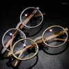 Vintage Round Cubic Zircon Solglasögon Nya lyxiga män Kvinnor Oval Crystal Wood Glasses Fashion Eyewear Hip Hop Jewelry1308G