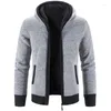 Men's Sweaters Knitted Cardigan Autumn Winter Hooded Zipper Plush And Thickened Sweater Casual Coat For Middle-aged Young People M1076