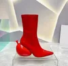 Mulheres de alta qualidade designer vestido sapatos moda apontado balão de couro decorado salto alto 8.5cm mostrar festa de noivado feriado banquete botas nuas 35-40