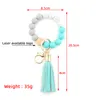 14 Color en bois Tael String Keychain Food Grade Silicone Bead Bracelet Women Girl Key Ring Chain de bretelles