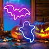 2 förpackningar Halloween Bat Neno Sign Light, Ghost Shape ledde neon dekorativa nattljus, neonljus för sovrum, inomhus neonskyltdekor för hem, fest, halloween, dekor