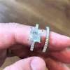 Cluster -Ringe Sets für Frauen Prinzessin Paar Ring Kubikzirkonia Brauthochzeit Schmuck Romantische Engagement Anel Drop 23071154l