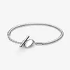 100% 925 Sterling Zilver Moments Hart T-Bar Snake Chain Armband Fit Authentieke Europese Dangle Charm Mode Dames Bruiloft Engage3347