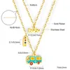 Pendant Necklaces Colorful School Bus For Girls Unisex Double Layer Chains Funny Childlike Punk Style Daily Jewelry Bijoux Femme