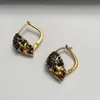 Stud Brand Fashion Jewelry For Women Anniversary Gifts Punk Skull Earrings Gold Skeleton Vintage Design Stud248z