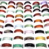 100PCs Classical Natural Agate Band Rings For Men Women Round 3mm/6mm Fashion Jewelry Accessories Wholesale Mix Lot