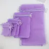 Organza Bag Jewelry Gift Pouches Bags For Wedding favors 100Pcs lot 4sizes Lavender 7x9cm 9X12cm 13X18cm 20X30cm271r