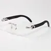 Lunettes de soleil de mode œil de chat lunettes de corne de buffle montures en argent doré lunettes lentilles claires lunettes de soleil de sport vintage pour hommes avec cas2613