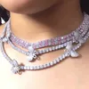 Chokers isade ut bling zirkon 5mm tenniskedjan halsband kvinnor man hip hop fashio smycken guld silver färg rosa cz choker halsband2924