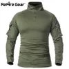 ReFire Gear Men Army Tactical T shirt SWAT Soldiers Military Combat T-Shirt Long Sleeve Camouflage Shirts Paintball T Shirts 5XL Y309o