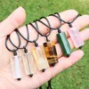 Pendant Necklaces Healing Real Crystals For Women Faceted Nautral Stone Tiger Eye Red Agates Yellow Pink Quartz Necklace Reiki Jewelry