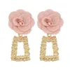 Dangle Lustre Romantique Fleur Rose Boucles D'oreilles Pour Femmes Bohème Géométrique Or Boucle D'oreille En Métal D'été Fête De Vacances Jewelr266w