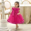 Novo vestido de primeiro aniversário infantil, vestido de princesa, saia inchada de gaze para meninas, vestido de show de piano