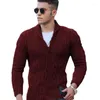 Pulls pour hommes 2023 Automne Mode Grand Polo Top Solid Col V Bouton Slim Fit Manteau en tricot