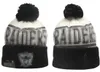 Gorros de punto con puños para hombre, gorros con pompón Raider de Oakland LAS VEGAS, gorros con pompón, gorro de punto deportivo, gorros de béisbol cálidos de lana a rayas, gorro para mujer A4