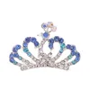 Fermagli per capelli Princess Party Crown Lega per bambini Colore brillante Strass Tiara Accessori Flower Girl Diademi Gioielli