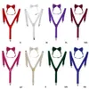 Mode 1 set unisex justerbar y-back hängslen båge slips clip-on hängslen elastiska bröllop för män kvinnor 11 färger nacke 236w