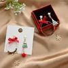 Boucles d'oreilles de Noël rouge amour coeur cerf élan pour femmes cercle rond flocon de neige nœud papillon oreille Piercing bijoux cadeaux de Festival