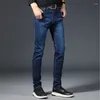 Herr jeans svart orolig blå mode affärer avslappnad stretch smala byxor denim byxor manliga urbana kläder 28-40