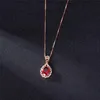 Véritable véritable 14 K pendentif en or Rose collier rubis naturel bijoux diapositive Joyeria Fina Para Mujer pierres précieuses 14 K Collares colliers 21237n