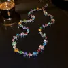 Collane girocollo in cristallo colorato di lusso a forma di cuore per le donne Collane a catena geometrica con clavicola Gioielli da sposa per feste