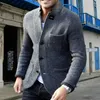 Herrenjacken Stilvolle Männer Strickjacke Mantel Männliche Jacke Einfarbig Langarm Einreiher Streetwear