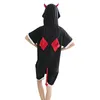 Vêtements de nuit pour femmes Devil Summer Short Pyjama Set Femmes Hommes Adulte Animal Pijama Coton Onesie Sweat à capuche Halloween Costume de fête de vacances