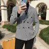 Erkek Suit 2024 Ekose Erkekler Blazers İngiliz Tarzı Çift Kelime Kruvaze Kesik Takım Elbise Ceket Düğün İş Elbise Ceket Sokak Giyim Giyim