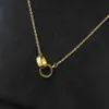 3 Colors Top Quality Stainless Steel Gold Necklace Screw Small Double Ring Pendant Classic Love Designer Necklaces Fashion Jewelry333E