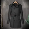 Trench Coats Men's Men Long Coat Élégant veste en laine à double seme