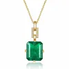 Vintage mode vert cristal émeraude pierres précieuses diamants pendentif colliers pour femmes couleur or ras du cou bijoux bijoux bague LJ2010230N