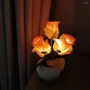 Lámparas de mesa Simulación Rosa LED Luz nocturna Alto brillo Lámpara de ahorro de energía Adornos para el hogar Sala de estar Decoración de escritorio