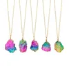 Hänge halsband mode regnbågens färgglada natursten legering kvinnor halsband2198