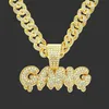 Ожерелья с подвесками в стиле хип-хоп, ювелирные изделия для мужчин, циркониевое письмо GANG с Iced Out Miami, кубинское звено-цепочка, ожерелье, вечерние подарки290m