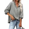 Men's Hoodies Women American Retro Half Button Down V-neck Loose Pullover Tops Autumn Long Sleeve Solid Color Sweatshirts Clothes