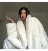 Casaco de pele feminina inverno quente falso oversized grosso branco fofo feminino manga longa solto casual elegante moda coreana streetwear