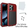 iPhone 15の防水アルミニウム合金電話ケースプラス14 13 12 11 Pro Max XR XS Outdoor Sportsフル保護ソフトバンパーメタルシェルサポートワイヤレス充電