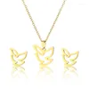 Kolczyki naszyjne Ustaw proste mini kolibry wisiorek na kolczyku biżuteria ze stali nierdzewnej dla kobiet puste ptaki akcesoria dla zwierząt