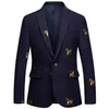 Excelente calidad, chaqueta clásica de diseñador barroco para hombre, chaqueta de mezcla de lana con bordado de abeja de un solo botón, chaqueta de talla grande M-6XL287F
