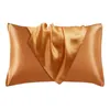 2 pcs/lotti Queenne simulato Simulazione di seta Pillowcase Polyester Satin Seadcase Simple Stion Solid Color Closure Case di cuscinetti extra traspiranti HW0105 HW0105