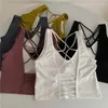 Kvinnors tankar Kvinnor Tank Toppar Backless Seamless Crop Top Kvinnlig underkläder BRALETTE Fitness Aktiv slitage Sexig underkläder Borttagbar koppar Camisole