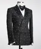 Męskie garnitury luksusowe koraliki na ślub błyszczące cekiny groom smoking 2 sztuki Zestaw Mężczyzna Slim Blazer trajes elegante para hombres