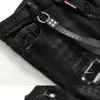 Designer rippade jeans för män 2023 streetwear brev svarta jeans byxor gotiska punk stretchable hip hop dance byxor y23284f