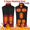 Men's Vests Thermal Warm Vest 9 Area Heating USB Electric Heating Vest Smart with Zipper Pocket Men Women Sportswear Heated Coat for Camping 231013