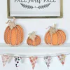 3st. Fall Decor-Wooden Autumn Pumpkin höstdekorationer, Thanksgiving dekorationer för hemhylla, mantel borddekor pumpor ornament, höstsäsong