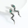 Висячие серьги Vedawas 2023, винтажные серьги в виде зеленой змеи для женщин, модные блестящие кристальные уникальные аксессуары в виде животных, ювелирные изделия для вечеринки