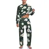 Men's Sleepwear Ditsy Floral Pajamas White Flowers Men Long Sleeves Kawaii Pajama Sets 2 Piece Home Autumn Graphic Suit Birthday Present